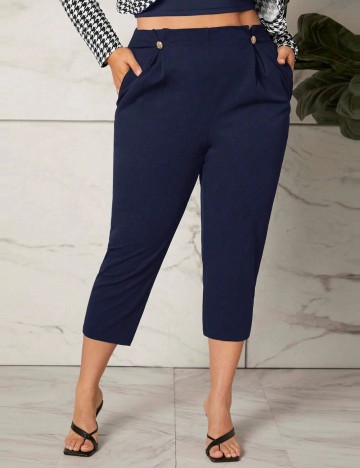 Pantaloni 3/4 Shein Curve+, bleumarin