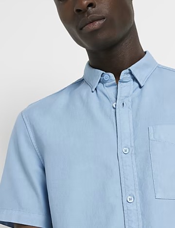 Cămașă cu mânecă scurtă River Island, albastru