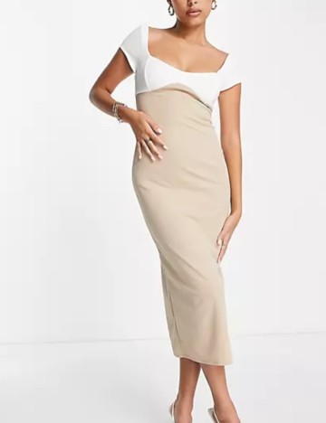 Rochie midi ASOS, bej
