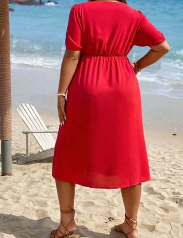 Rochie midi Shein Curve+, roșu