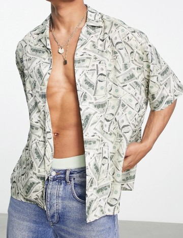 Cămașă cu m&acirc;necă scurtă ASOS, verde