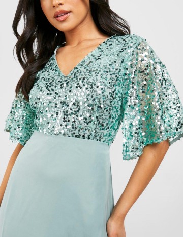 Rochie midi Boohoo, verde menta