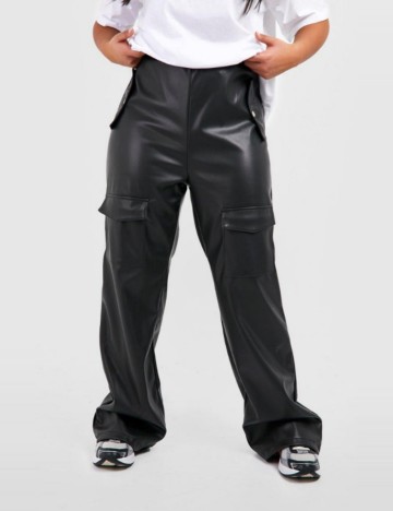 Pantaloni din imitatie de piele Boohoo, negru