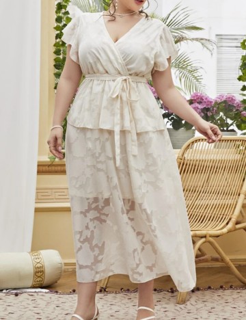 Rochie maxi Shein Curve+, crem