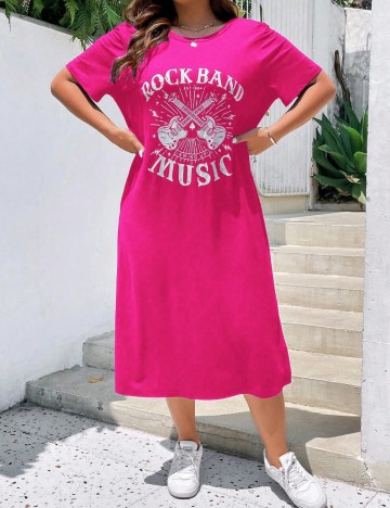 Rochie maxi Shein Curve+, roz