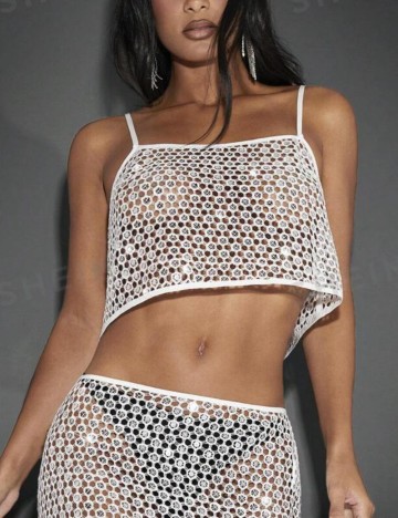 Top de plajă Shein, alb