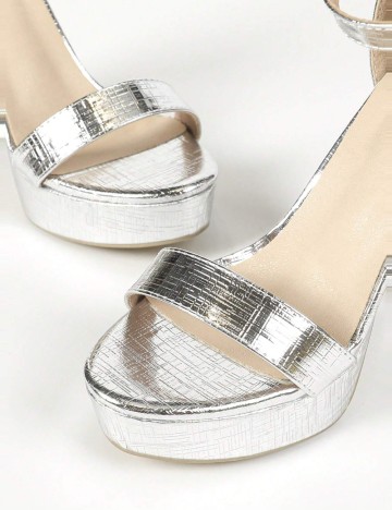 Sandale Cu Toc Shein, argintiu