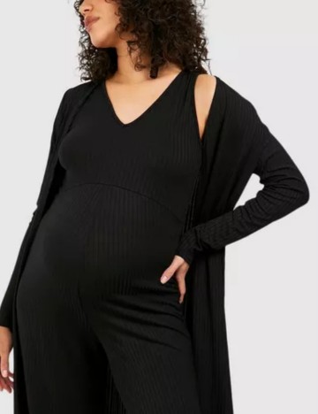 Set salopetă și cardigan Boohoo, negru