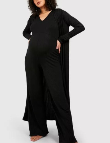 Set salopetă și cardigan Boohoo, negru