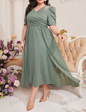 Rochie de ocazie Shein Curve+, verde