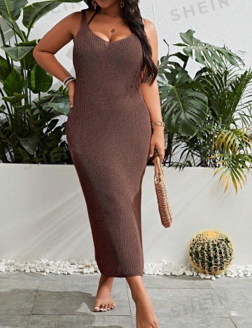 Rochie de plajă Shein Curve+, maro