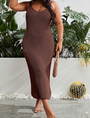 Rochie de plajă Shein Curve+, maro