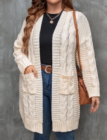 Cardigan Shein Curve+, crem