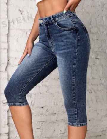 Jeans 3/4 Shein, albastru