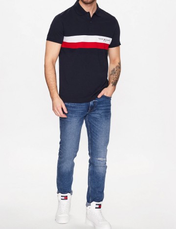 Tricou polo Tommy Hilfiger, bleumarin