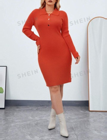 Rochie midi Shein Curve+, portocaliu