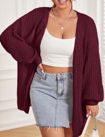 Cardigan Shein Curve+, vișiniu