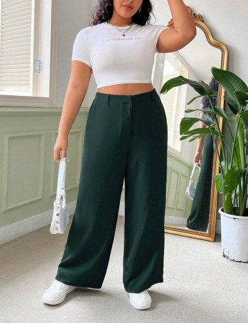 Pantaloni Shein Curve+, verde