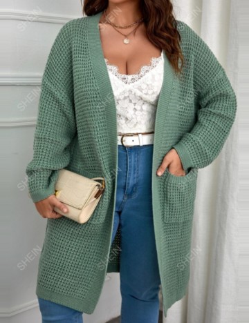 Cardigan Shein Curve+, verde