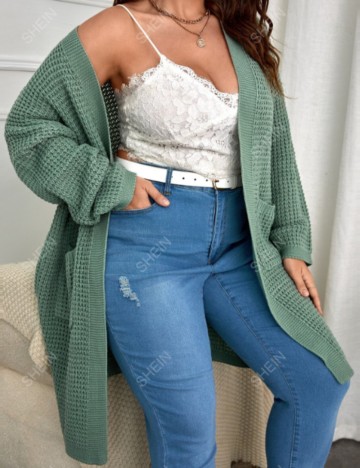 Cardigan Shein Curve+, verde