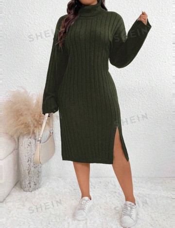 Rochie midi Shein Curve+, verde inchis