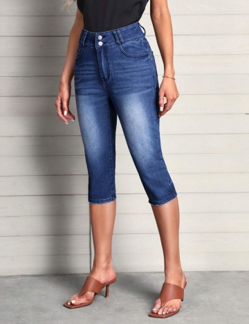 Jeans 3/4 Shein, albastru