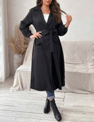 Trench Shein Curve+, negru