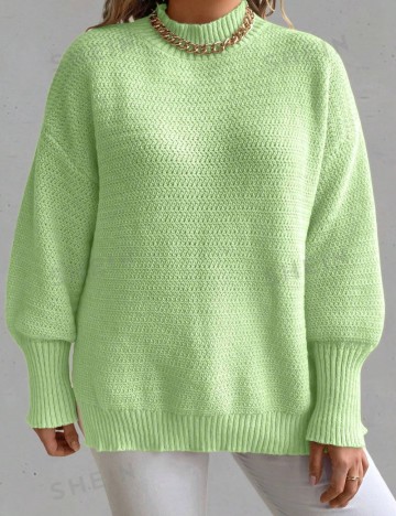 Pulover Shein Curve+, verde