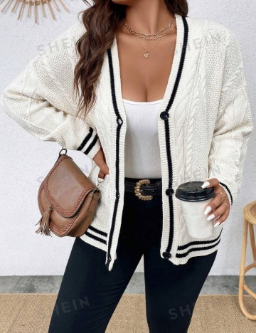 Cardigan Shein Curve+, crem