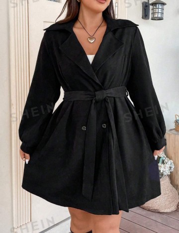 Trench Shein Curve+, negru