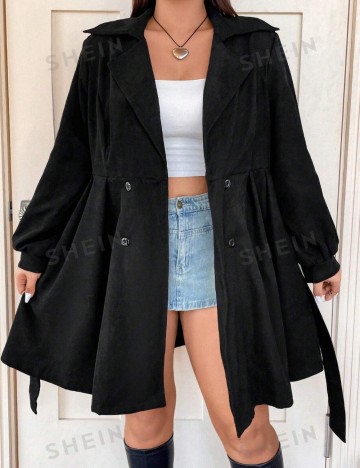 Trench Shein Curve+, negru