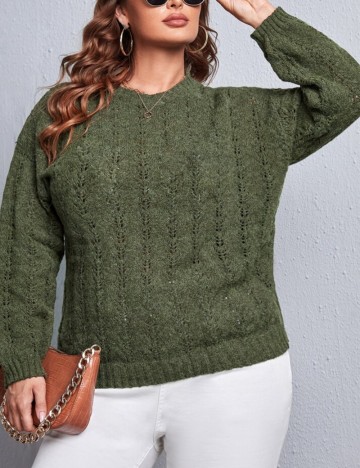 Pulover Shein Curve+, verde