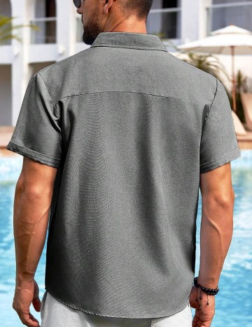 Cămașă cu m&acirc;necă scurtă Shein, gri