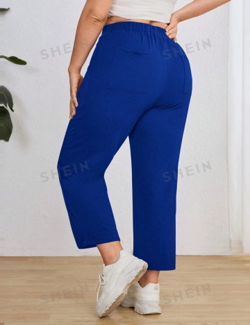 Pantaloni Shein Curve+, albastru