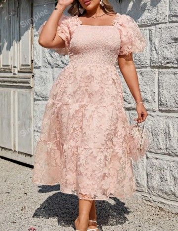 Rochie midi Shein Curve+, roz