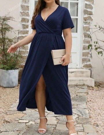 Rochie maxi Shein Curve+, bleumarin