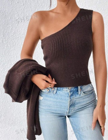 Set cardigan și top Shein, maro