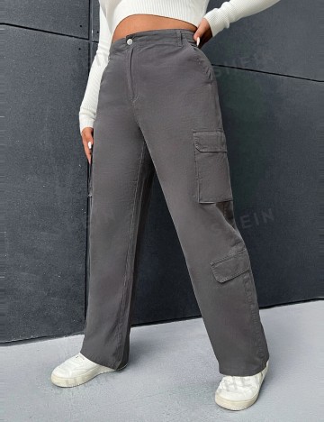 Pantaloni cargo Shein Curve+, gri