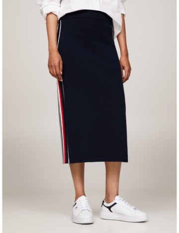 Fustă midi Tommy Hilfiger, bleumarin