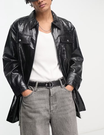 Jachetă imitație de piele ASOS, negru