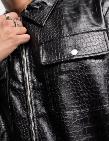 Jachetă imitație de piele ASOS, negru