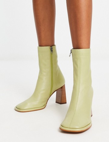 Botine din piele ASOS, verde