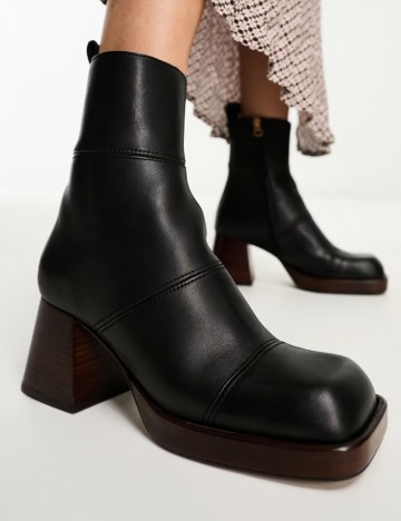 Botine din piele ASOS, negru