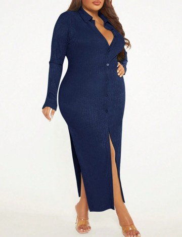 Rochie maxi Shein Curve+, bleumarin