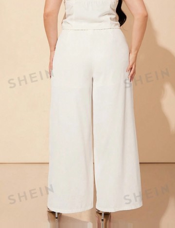 Pantaloni Shein Curve+, alb