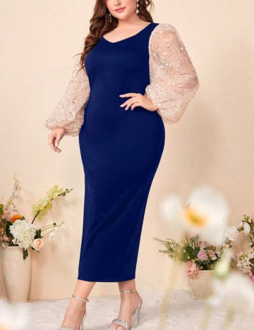 Rochie midi Shein Curve+, albastru