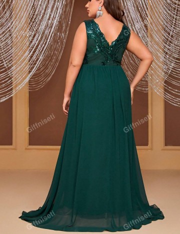 Rochie de ocazie Shein Curve+, verde