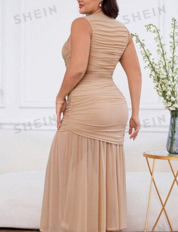 Rochie maxi Shein Curve+, bej