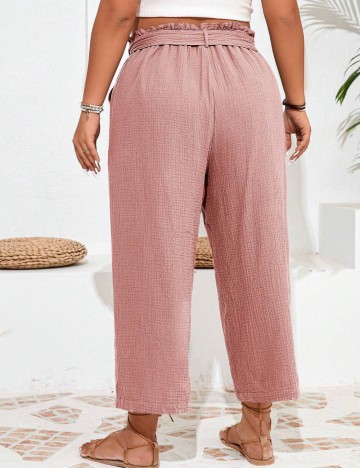 Pantaloni Shein Curve+, roz