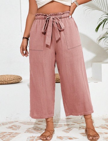 Pantaloni Shein Curve+, roz